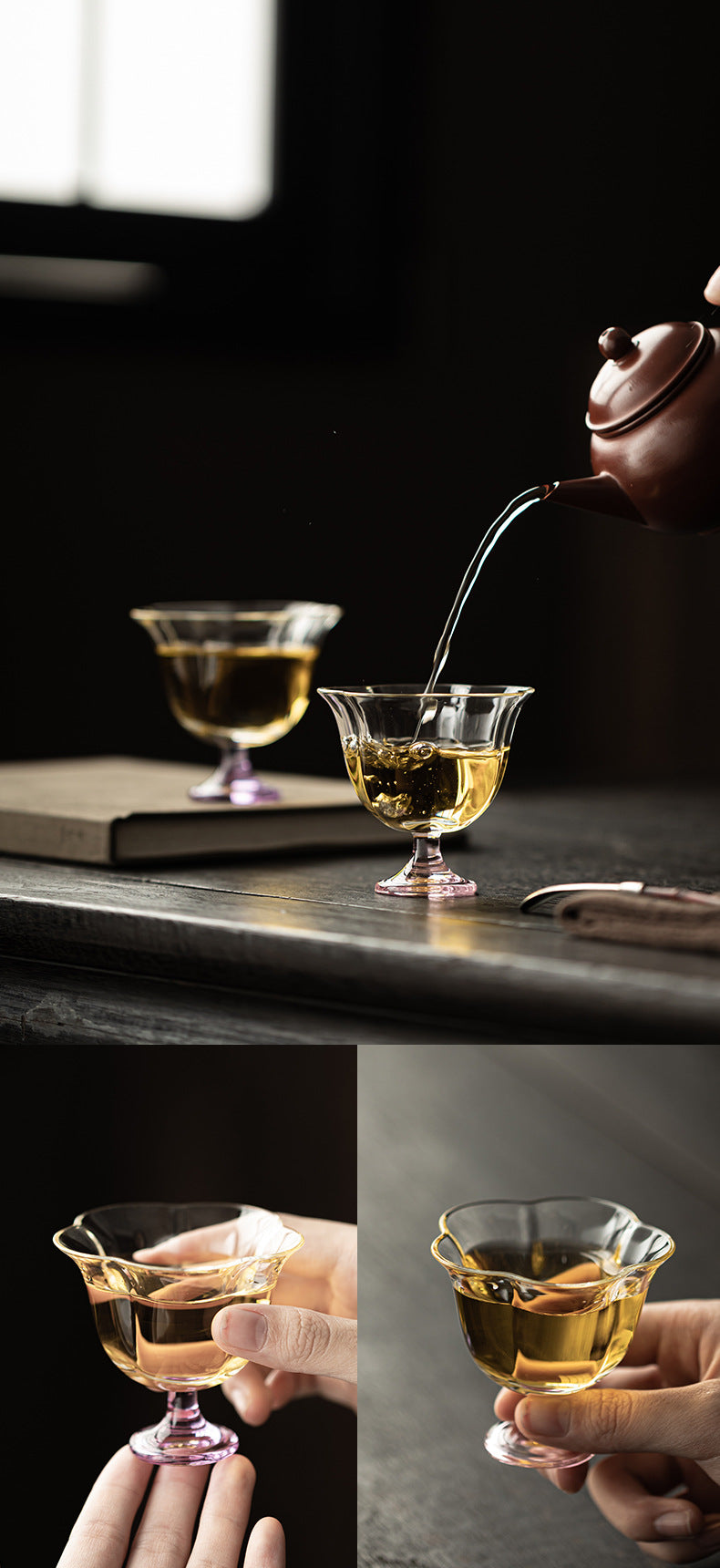 Gohobi High Borosilicate Glass Tall Footed Tea Cup – Transparent Heat-Resistant Master Cup for Gongfu Tea, Chinese Teaware for Home Use