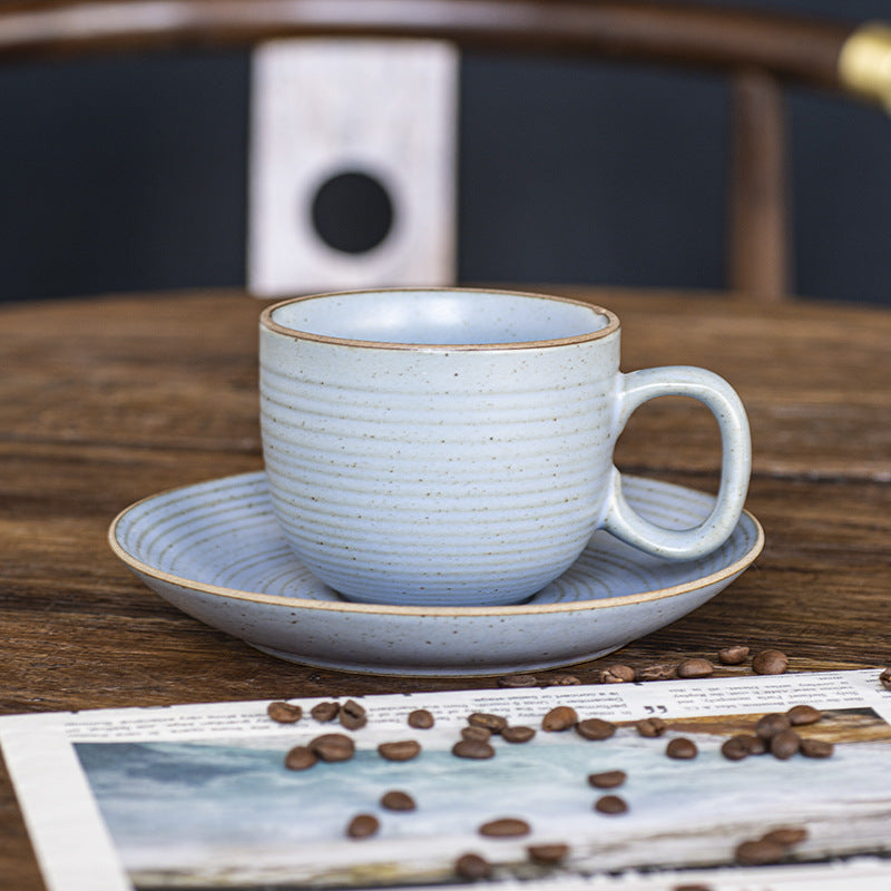 Ensemble tasse à café et soucoupe en grès japonais vintage fait main Gohobi