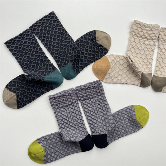 Gohobi Geometric Embossed Cotton Socks