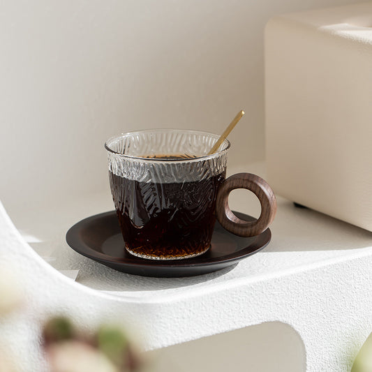 Gohobi Japanese Glass Coffee Cup with Saucer 006