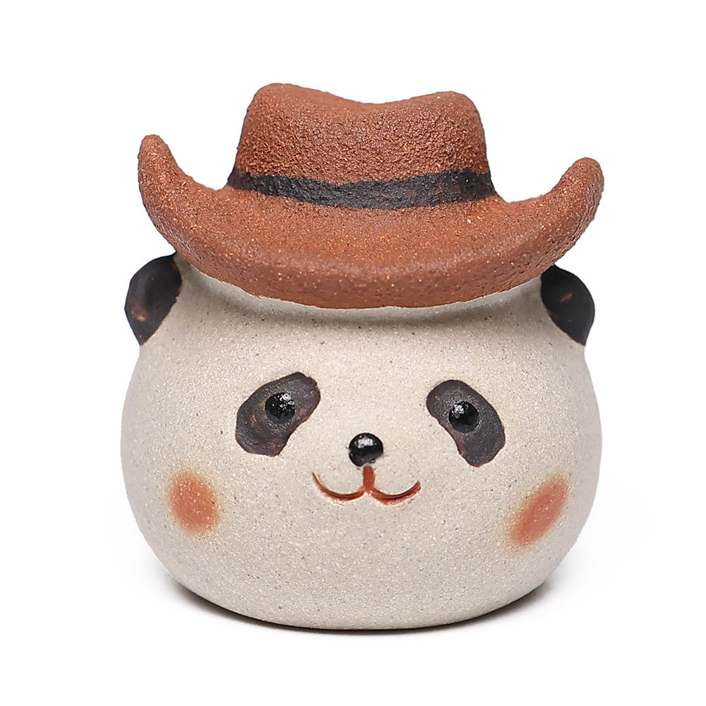 Gohobi Yixing Purple Clay Giant Panda Tea Pet – Handmade Tea Table Ornament