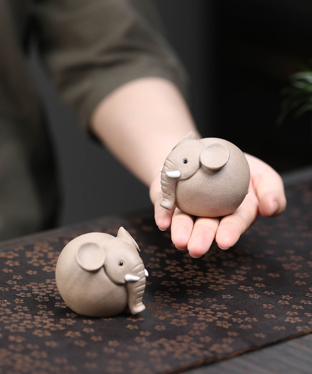 Gohobi fait à la main en céramique YiXing argile ronde éléphant ornement thé animal de compagnie