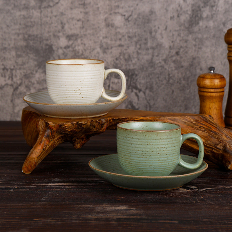 Ensemble tasse à café et soucoupe en grès japonais vintage fait main Gohobi
