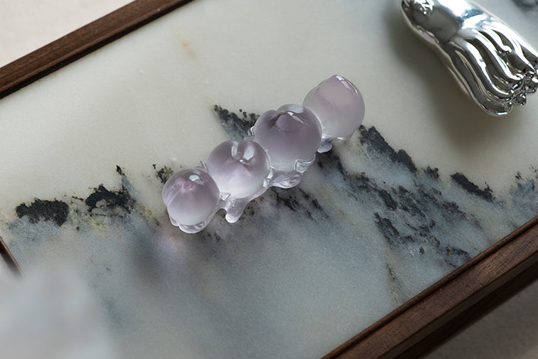 Porte-stylo en verre coloré en forme de pêche en pate de verre Gohobi
