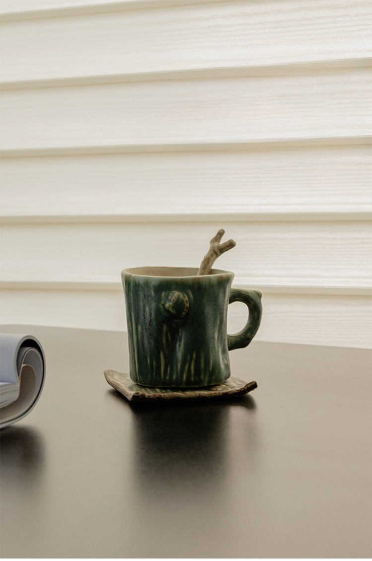 Gohobi Rustic Ceramic Coffee Cup & Saucer Set
