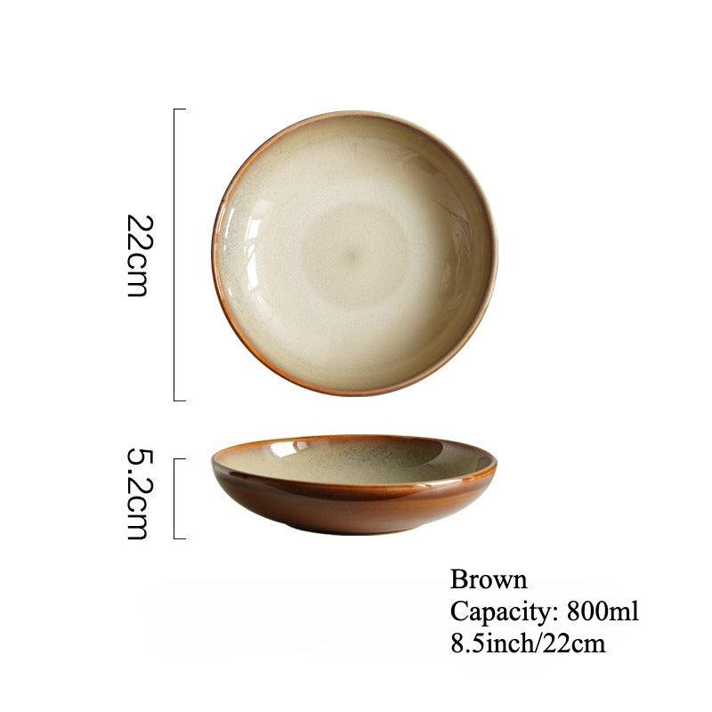 Gohobi Japanese Kiln-Change Ceramic Pasta and Salad Plate
