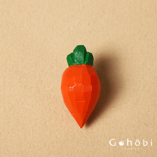 Gohobi Handcrafted Wooden Strawberry & Carrot Ornament – Solid Wood Fruit and Vegetable Decor