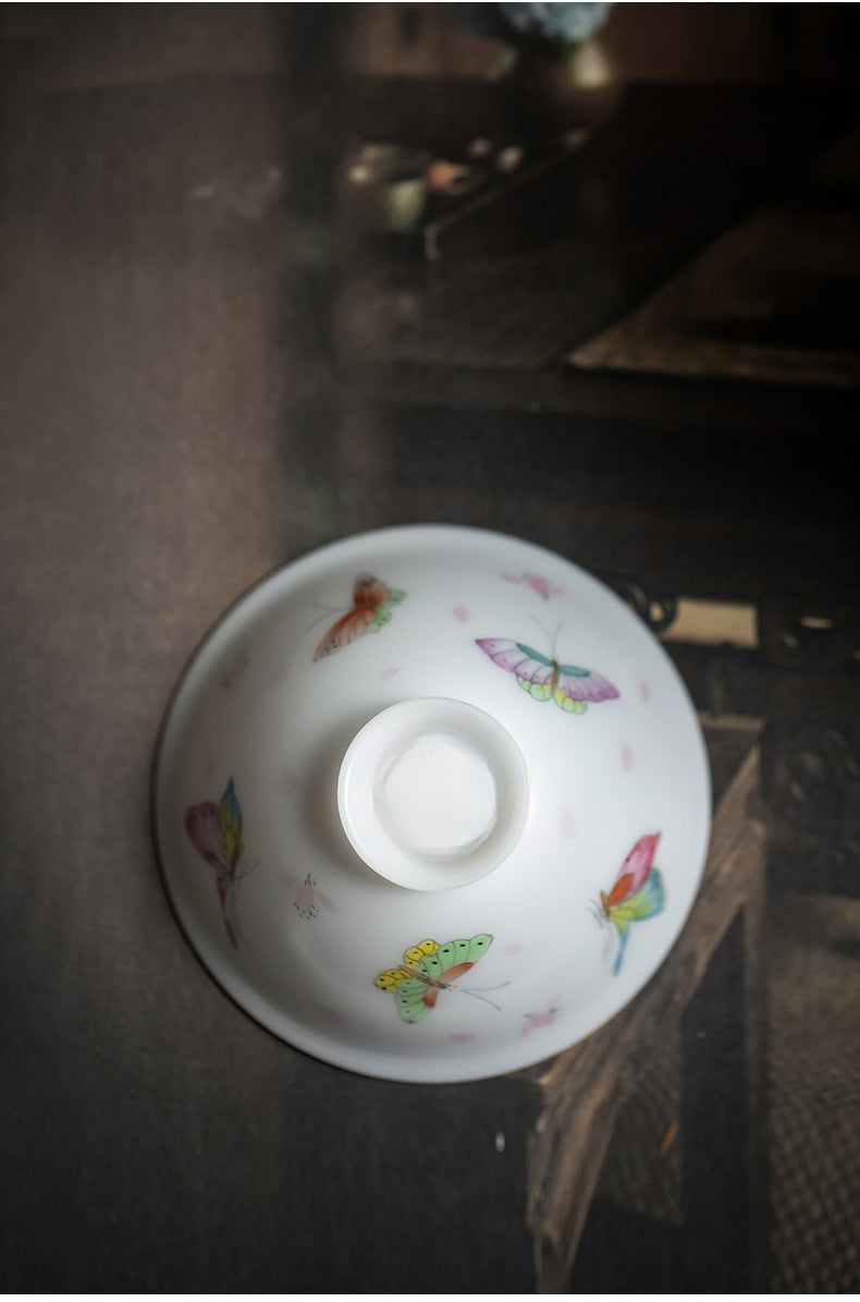 Gohobi Hand-painted Jade White Floral Porcelain Tea Cup