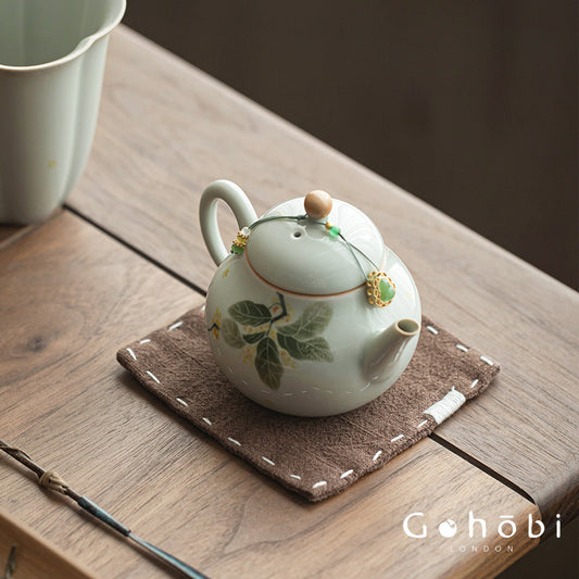 Gohobi Japanese Style Ramie Embroidered Coaster – Handmade Fabric Tea Cup Mat
