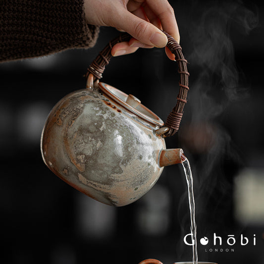 Gohobi Shino Kiln-Transformed Rattan Beam Teapot – Large Household Brewing Kettle