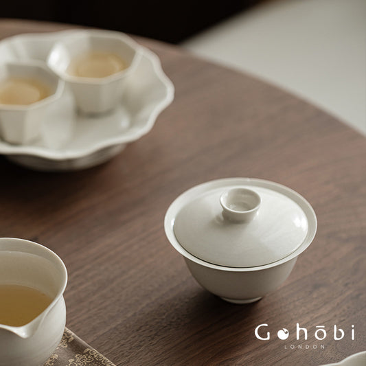 Gohobi Plant Ash Clay Gaiwan – Thin Porcelain Ceramic Covered Tea Bowl