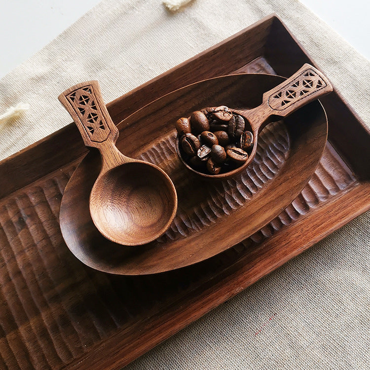 Cuillère doseuse à grains de café en noyer faite à la main Gohobi 005