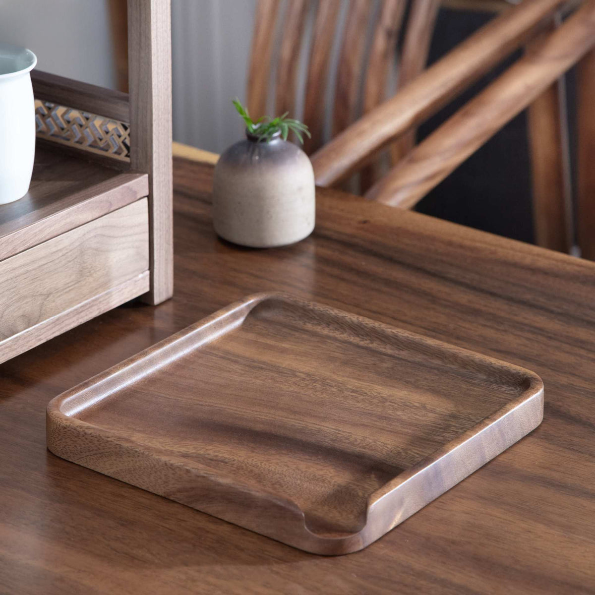 Gohobi South American Walnut Wood Tea Divider Tray
