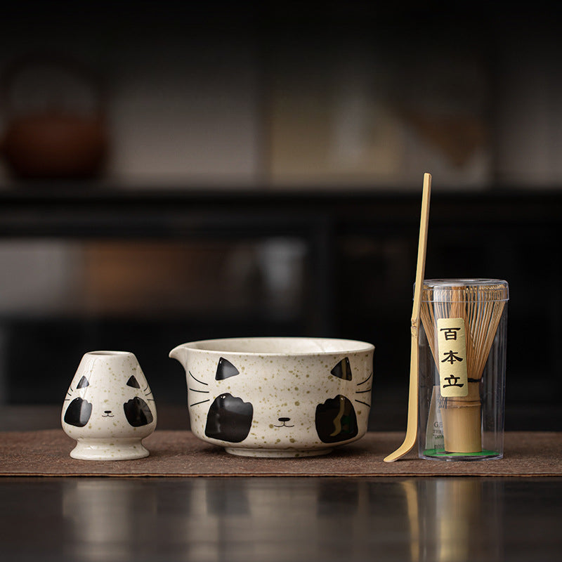 Gohobi Ceramic Matcha Set 045 Panda and Cat