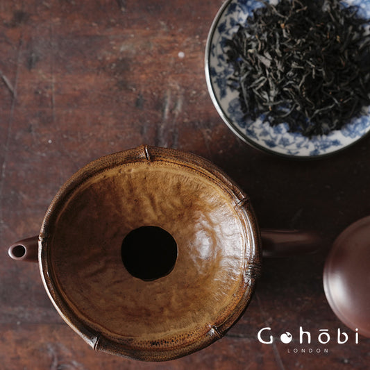 Gohobi Lacquer Handmade Bamboo Tea Funnel – Natural Large Bamboo Tea Utensil for Gongfu Tea