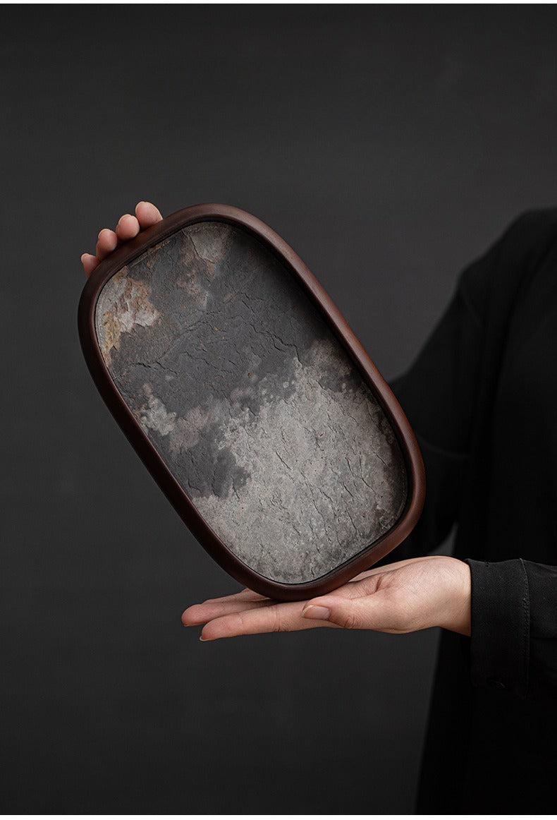Gohobi Rock Surface Oval Tea Tray