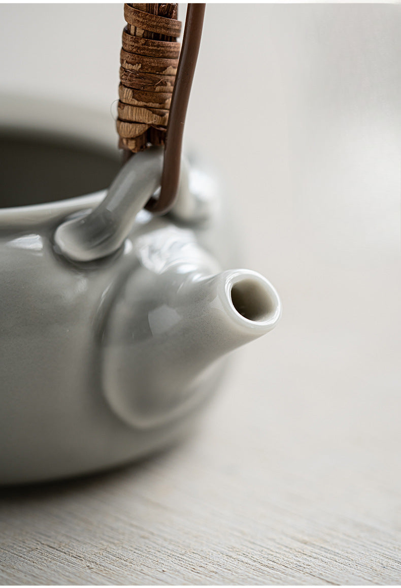 Théière japonaise Gohobi gris glacé et vert 006