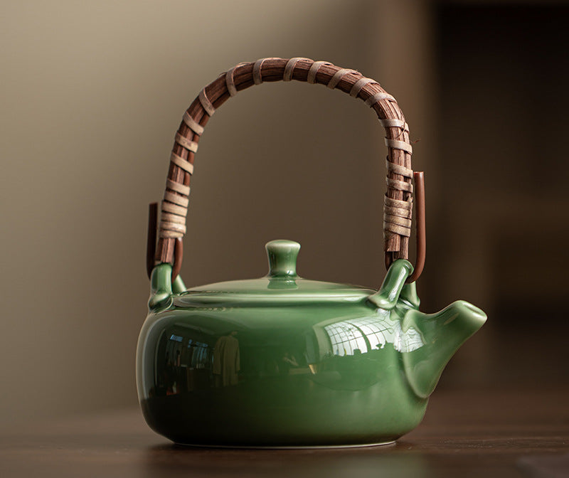 Théière japonaise Gohobi gris glacé et vert 006