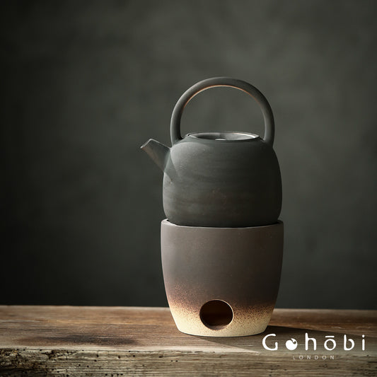 Gohobi Handmade Japanese White Mud Beam Teapot – Charcoal-Inspired Ceramic Kettle (750ml)