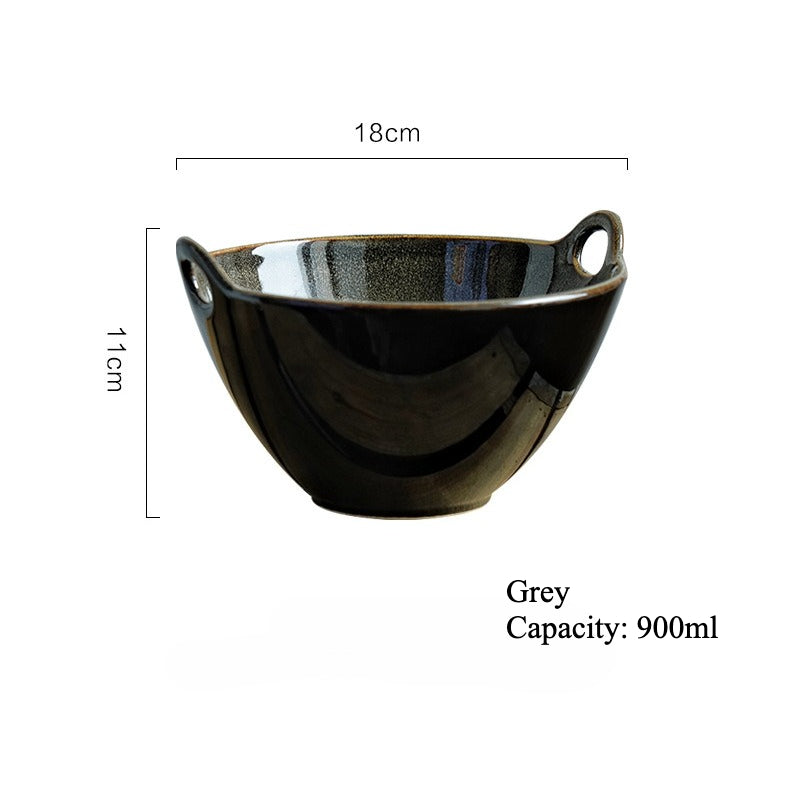 Gohobi Japanese Ceramic Double-Handled Bowl