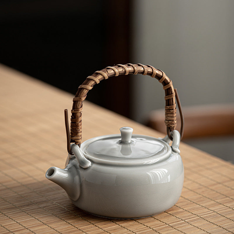 Théière japonaise Gohobi gris glacé et vert 006