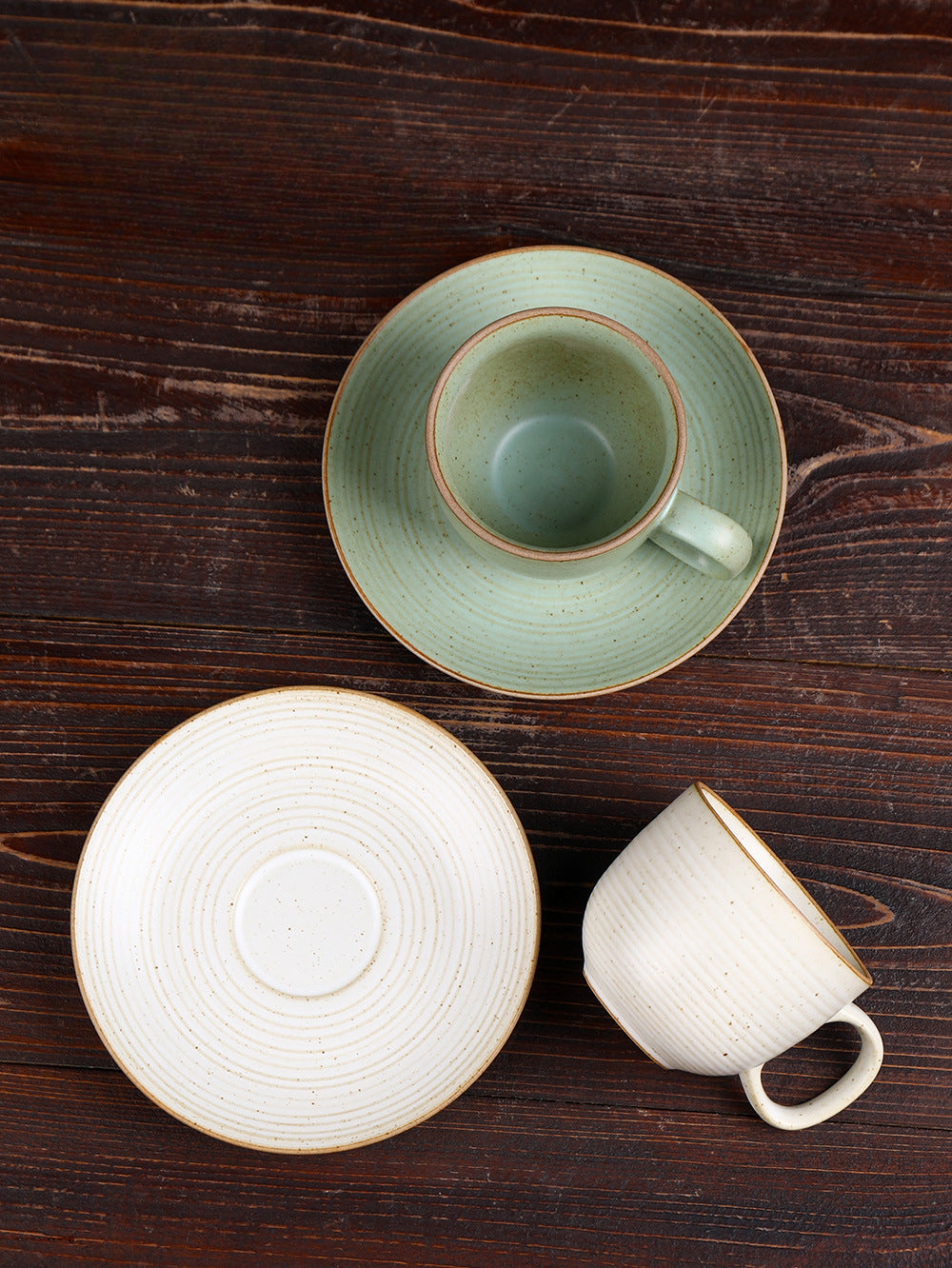 Ensemble tasse à café et soucoupe en grès japonais vintage fait main Gohobi