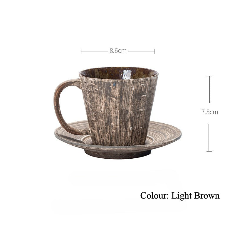 Gohobi Japanese Retro Ceramic Coffee Cup and Saucer Set
