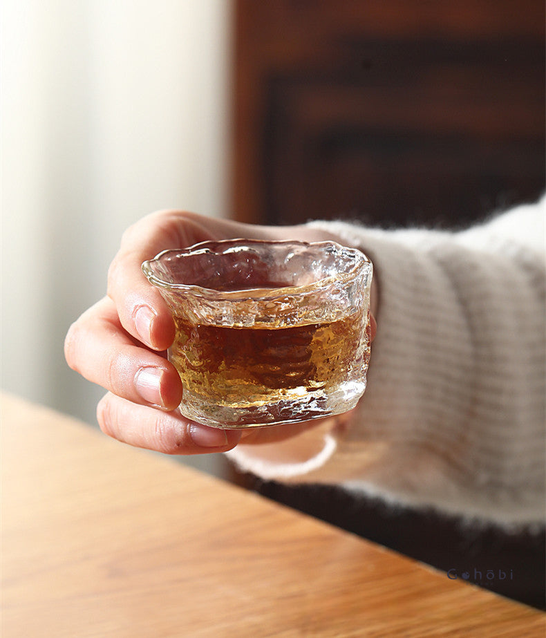Gohobi Handmade Wabi Sabi Round and Square Glass Tea Cup