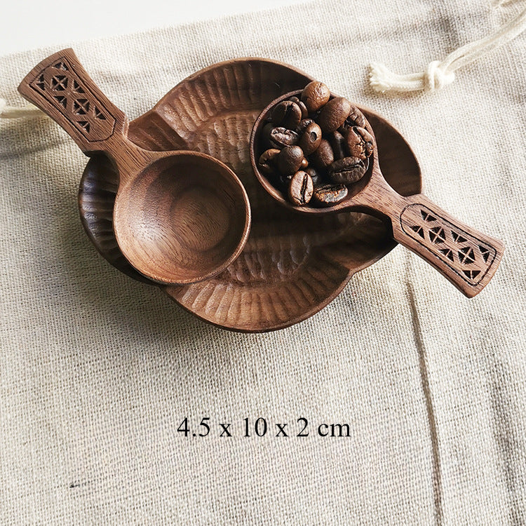 Cuillère doseuse à grains de café en noyer faite à la main Gohobi 005