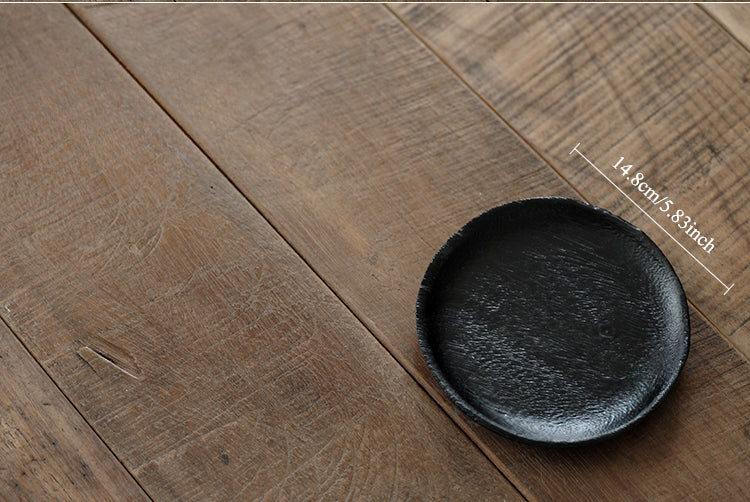 Plateau noir en bois carbonisé de style japonais Gohobi Wabi-Sabi 002