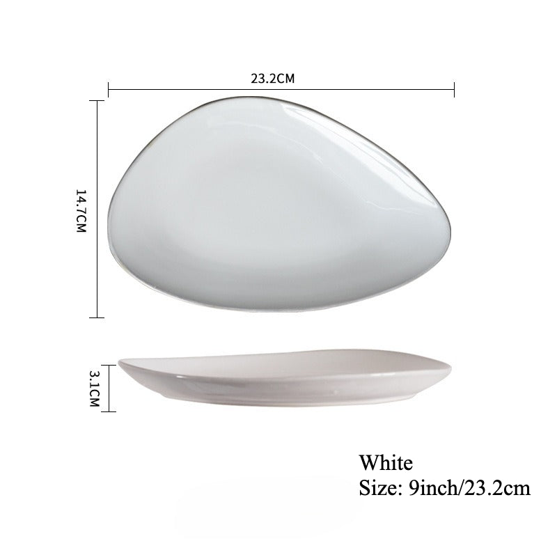 Gohobi Japanese Kiln-Glazed Irregular Oval Plate