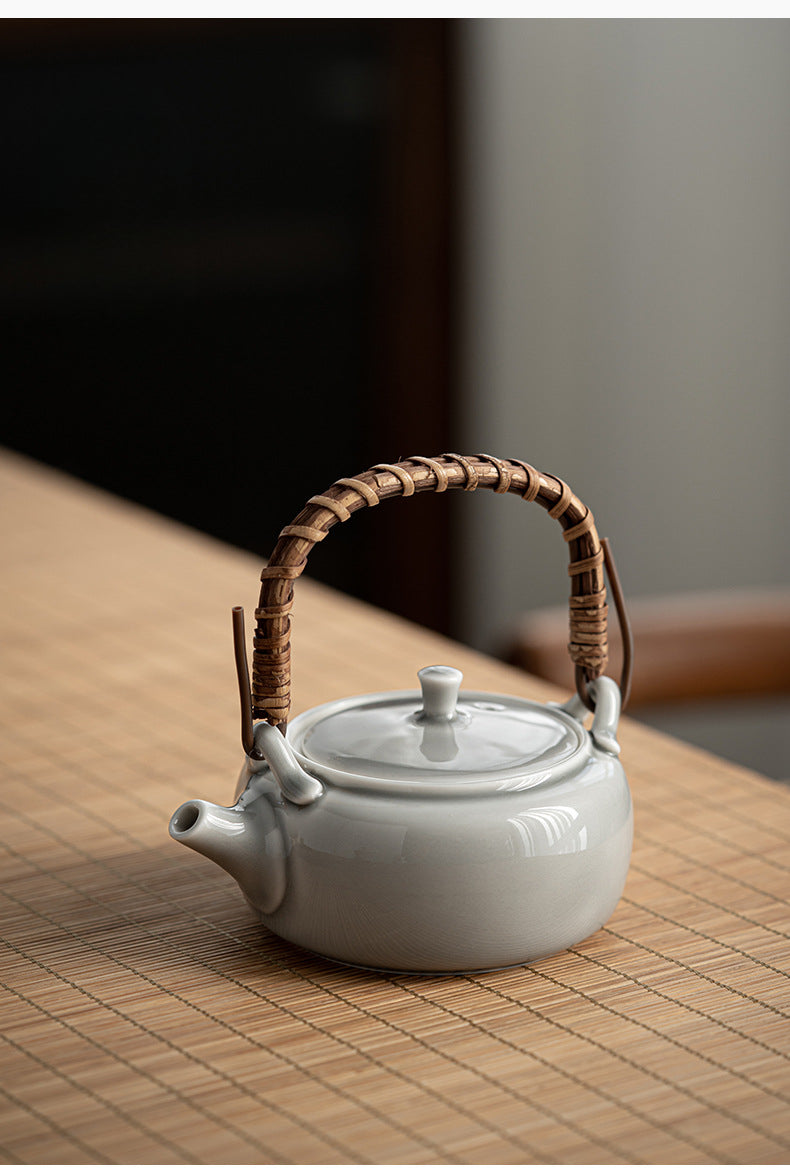 Théière japonaise Gohobi gris glacé et vert 006