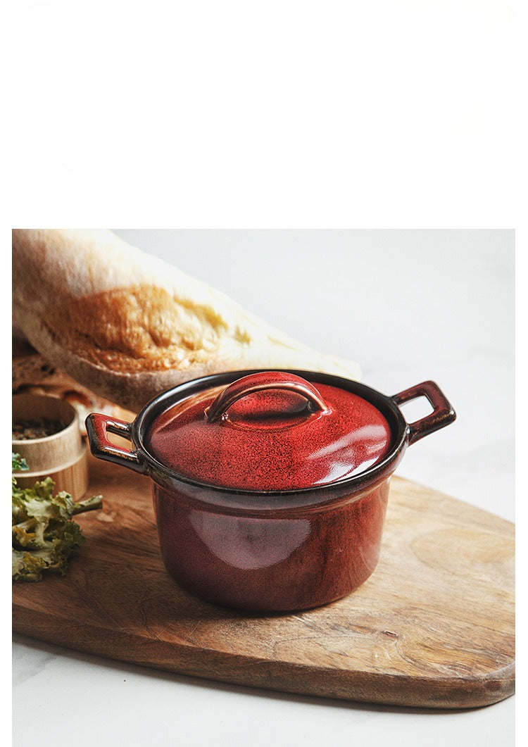 Gohobi Glaze Double-Handled Stew Pot