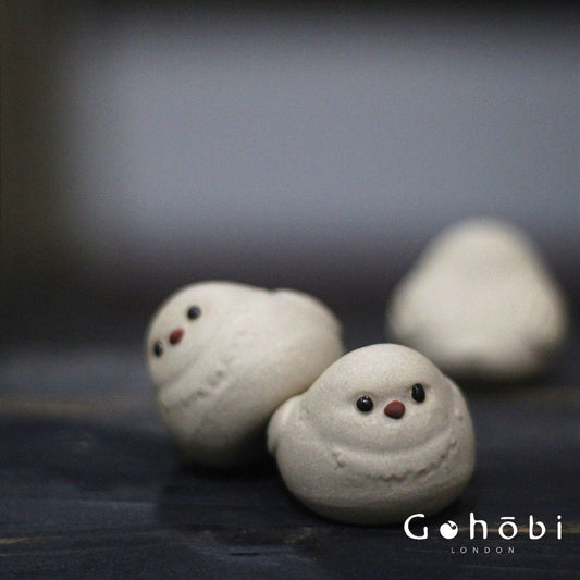 Gohobi Handmade Snowy Owl Tea Pet – Yixing Purple Clay Cute Tea Ornament