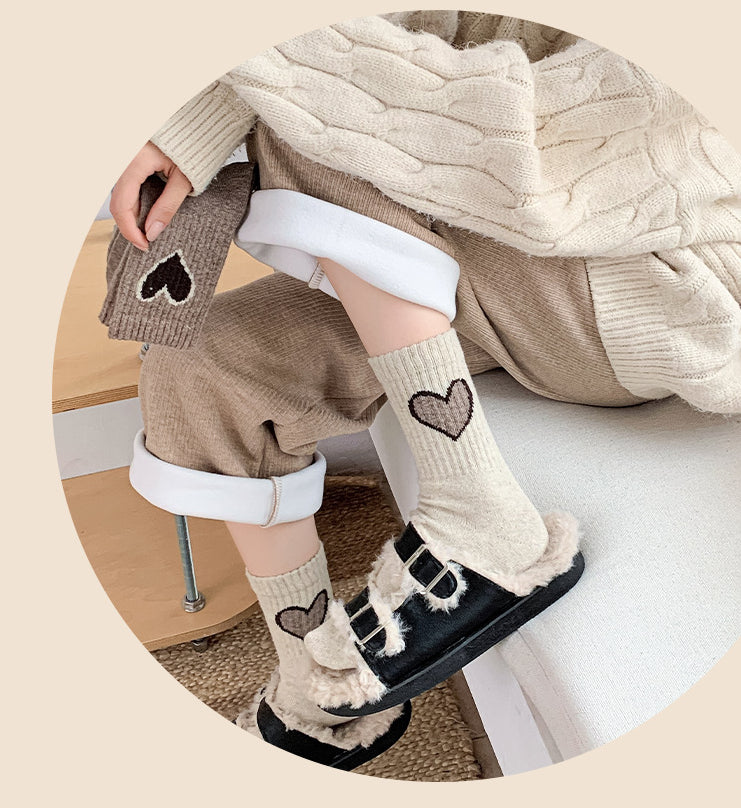 Chaussettes en laine Gohobi en forme de cœur