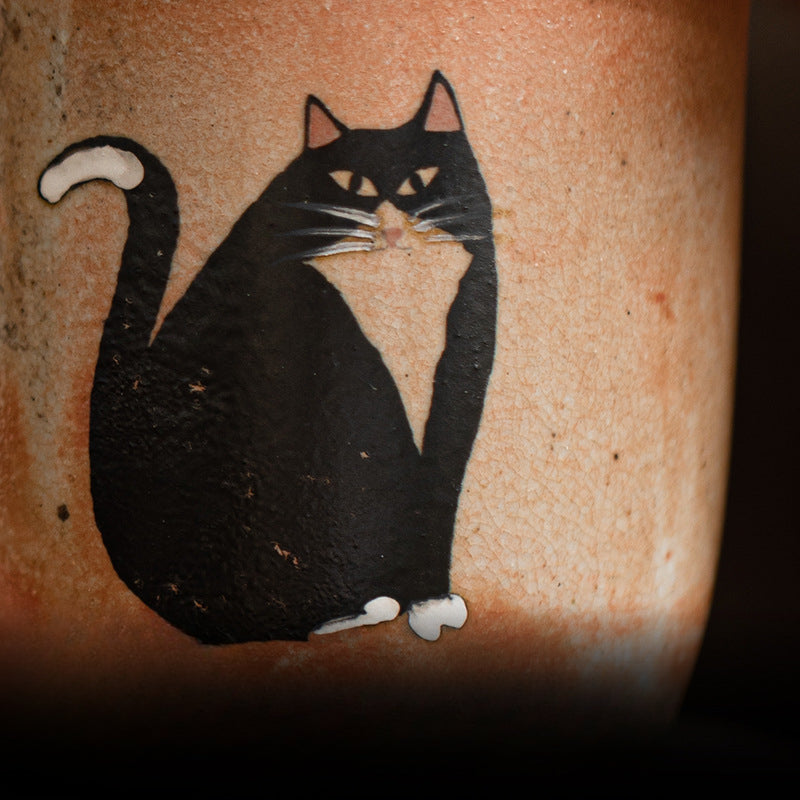 Gohobi Handmade Black Ink Hand-painted Cat Gaiwan 008 Hohin Teapot