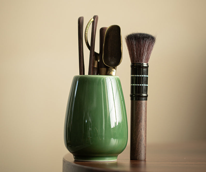 Ensemble d'ustensiles à thé Gongfu en bois Gohobi avec support gris glacier