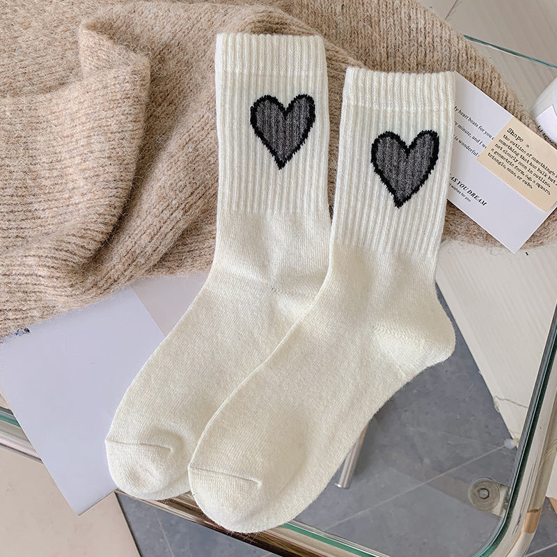 Chaussettes en laine Gohobi en forme de cœur