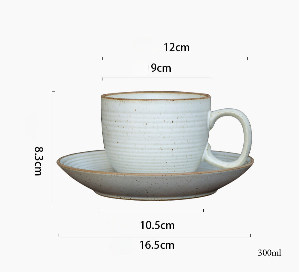 Ensemble tasse à café et soucoupe en grès japonais vintage fait main Gohobi
