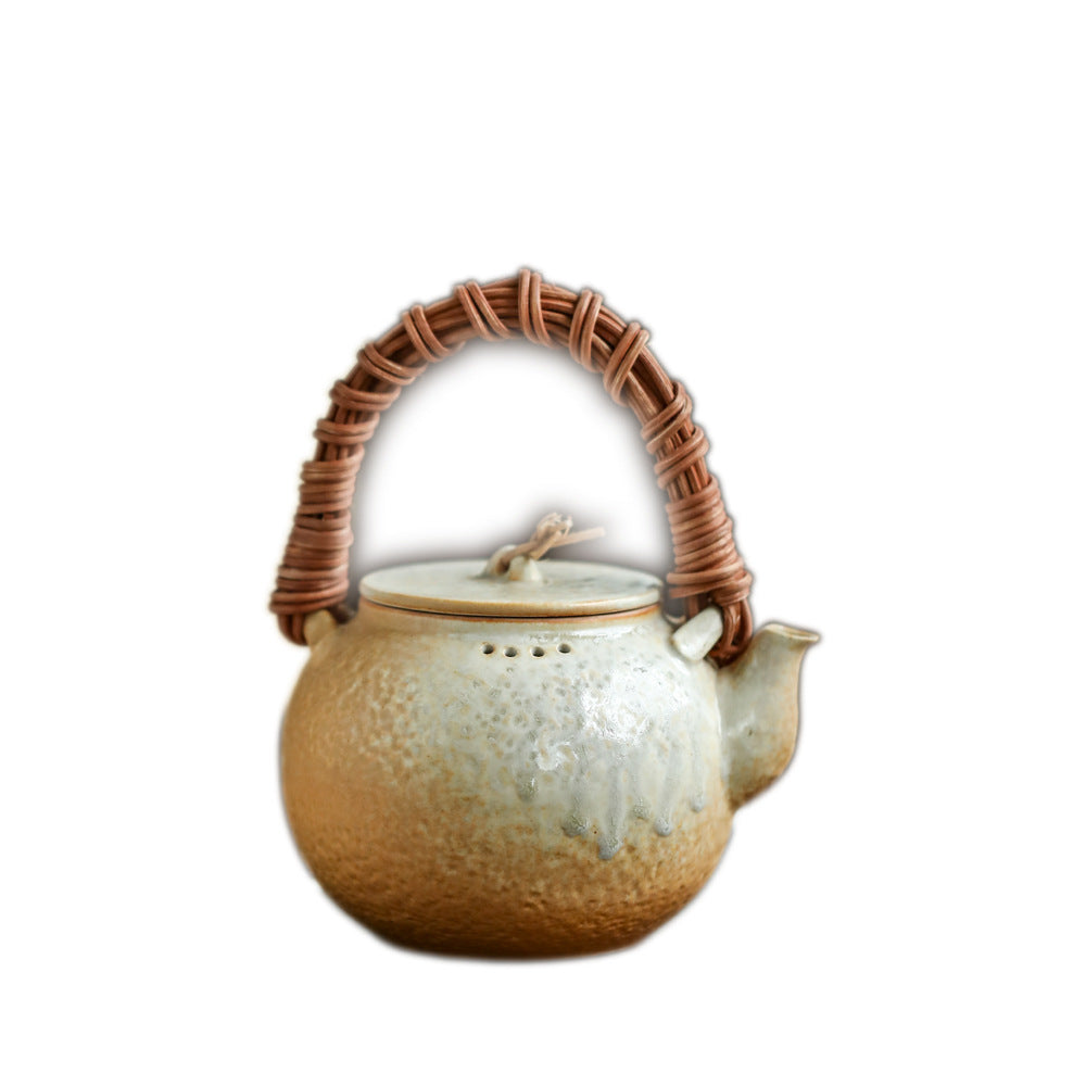 Gohobi Kiln-Changed Glaze Teapot – Pure Handmade White Mud Tea Brewer (900ml)
