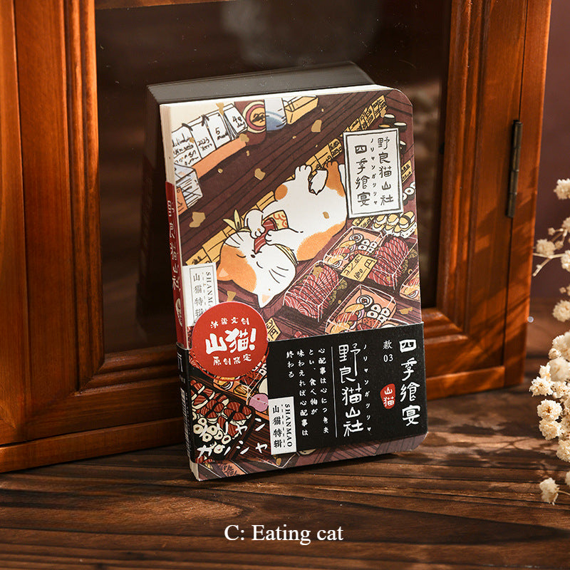 Gohobi Japanese Cat Magnetic Notebook, Monthly Planner, Study Notebook, Pocket Diary