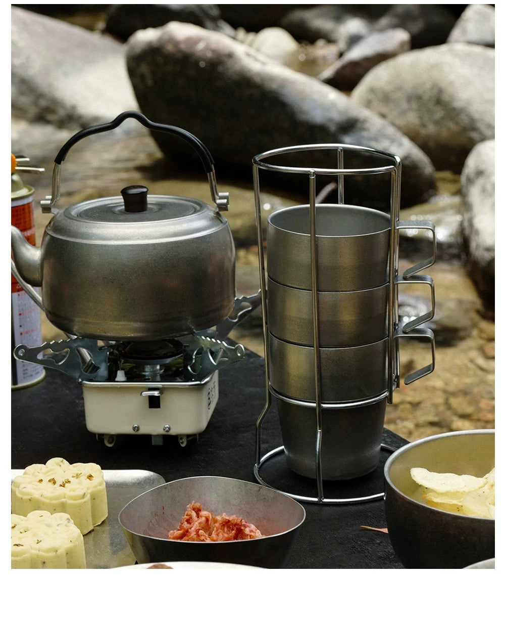 Gohobi Japanese Retro Stainless Steel Mug Set