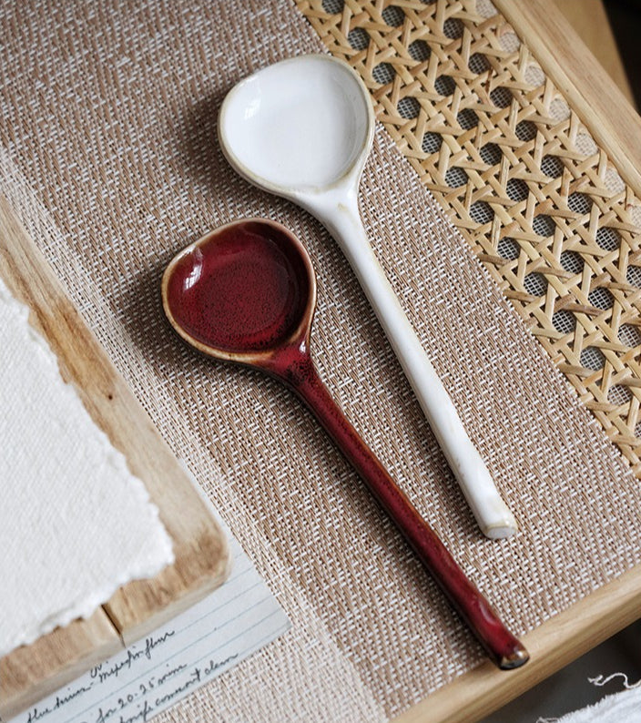Gohobi Japanese Vintage Ceramic Long-Handle Spoon