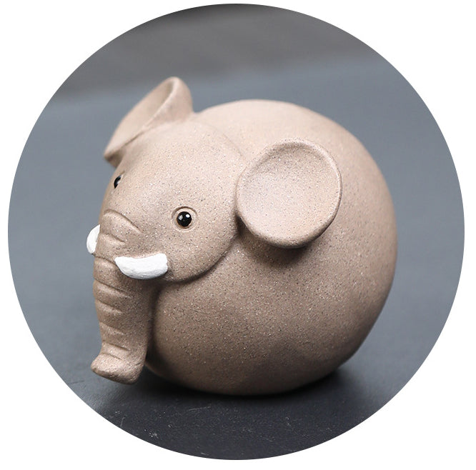 Gohobi fait à la main en céramique YiXing argile ronde éléphant ornement thé animal de compagnie
