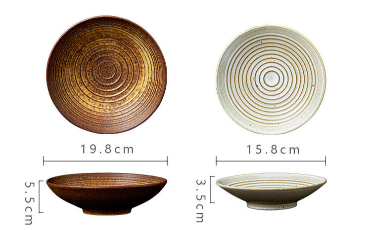 Assiette à pâtes en grès de style japonais faite à la main Gohobi