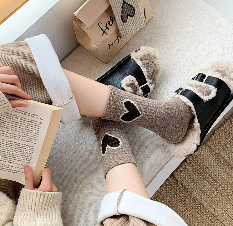 Chaussettes en laine Gohobi en forme de cœur