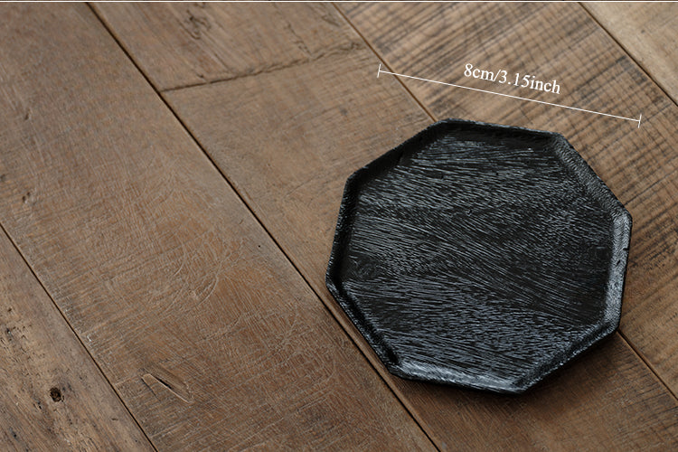 Plateau noir en bois carbonisé de style japonais Gohobi Wabi-Sabi 002