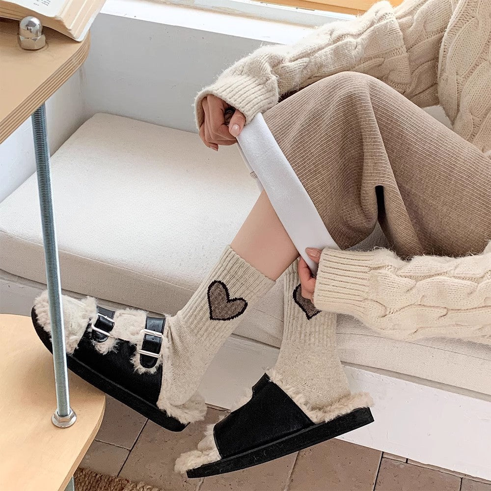 Chaussettes en laine Gohobi en forme de cœur
