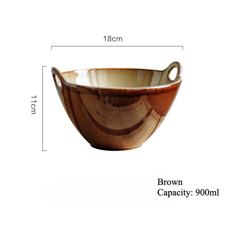 Gohobi Japanese Ceramic Double-Handled Bowl