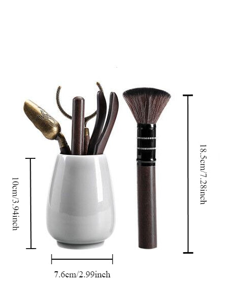 Ensemble d'ustensiles à thé Gongfu en bois Gohobi avec support gris glacier
